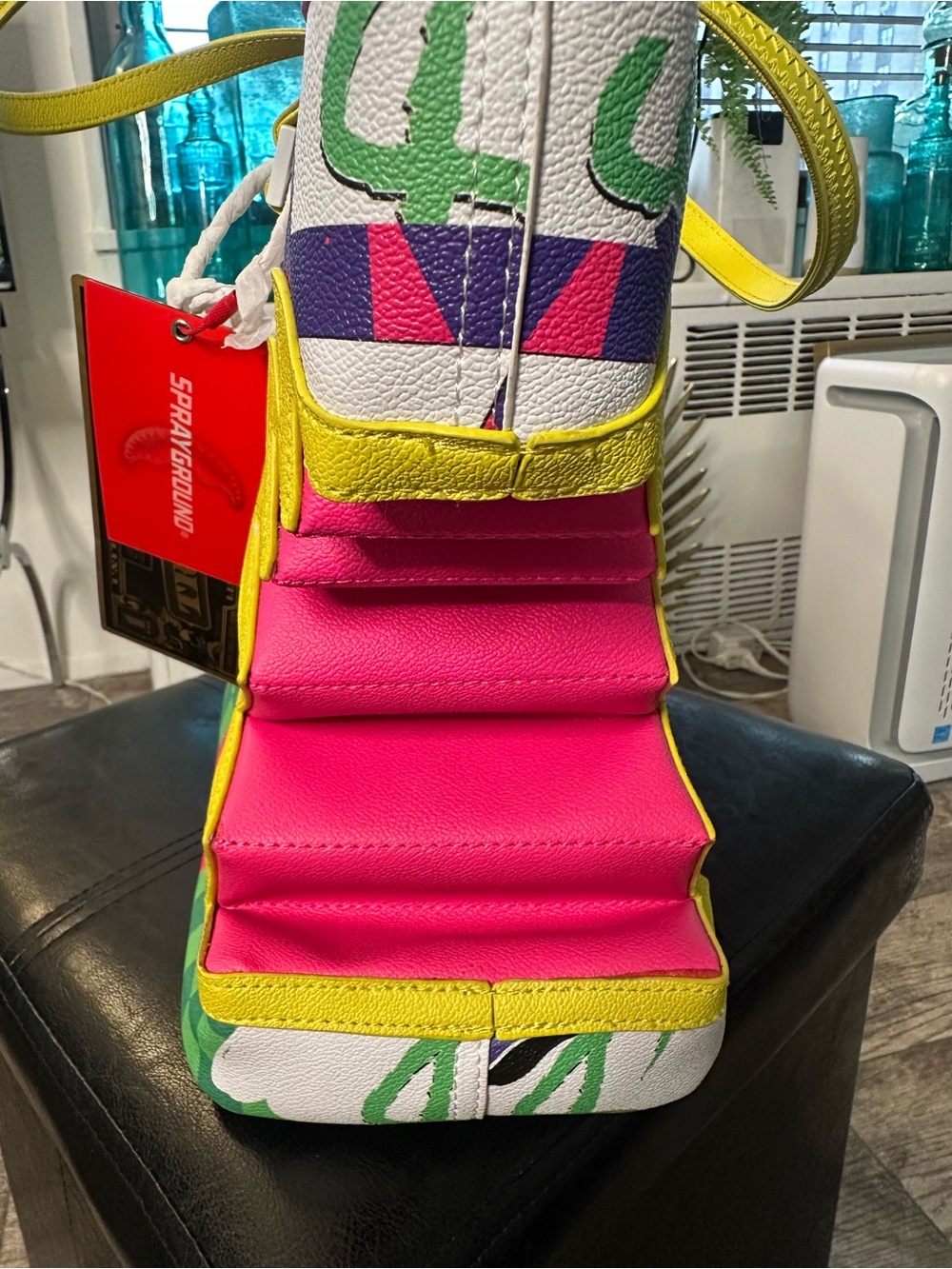 Sprayground Limited Edition Shark Mouth Tote Bag Neon Pink Green Purple NWT - Picture 6 of 12